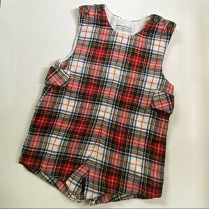 Vintage Viyella Plaid Holiday Plaid Jon Jon Romper Cotton Wool